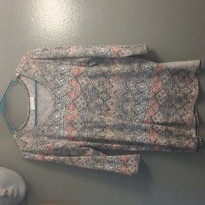 Bobbie Brooks Women’s Geometric Print Long Sleeve Top – Size Large